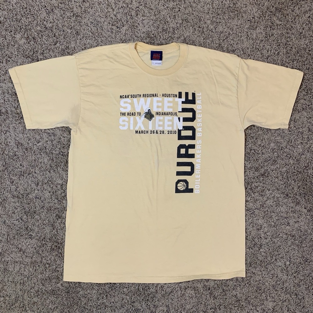 Vintage Purdue Boilermakers Shirt Adult Large Gold Basketball 2010 Sweet 16 Y2K